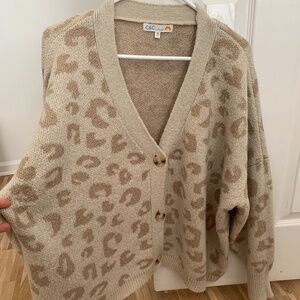 C&C California Plus Sized Leopard Print  Cardigan sweater EUC